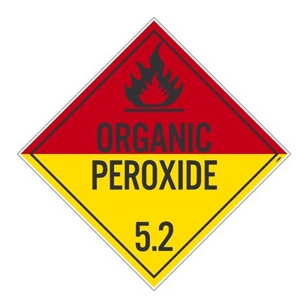 Nmc Organic Peroxide 5.2 Dot Placard Sign, Pk100, Material: Pressure-Sensitive Vinyl DL18P100